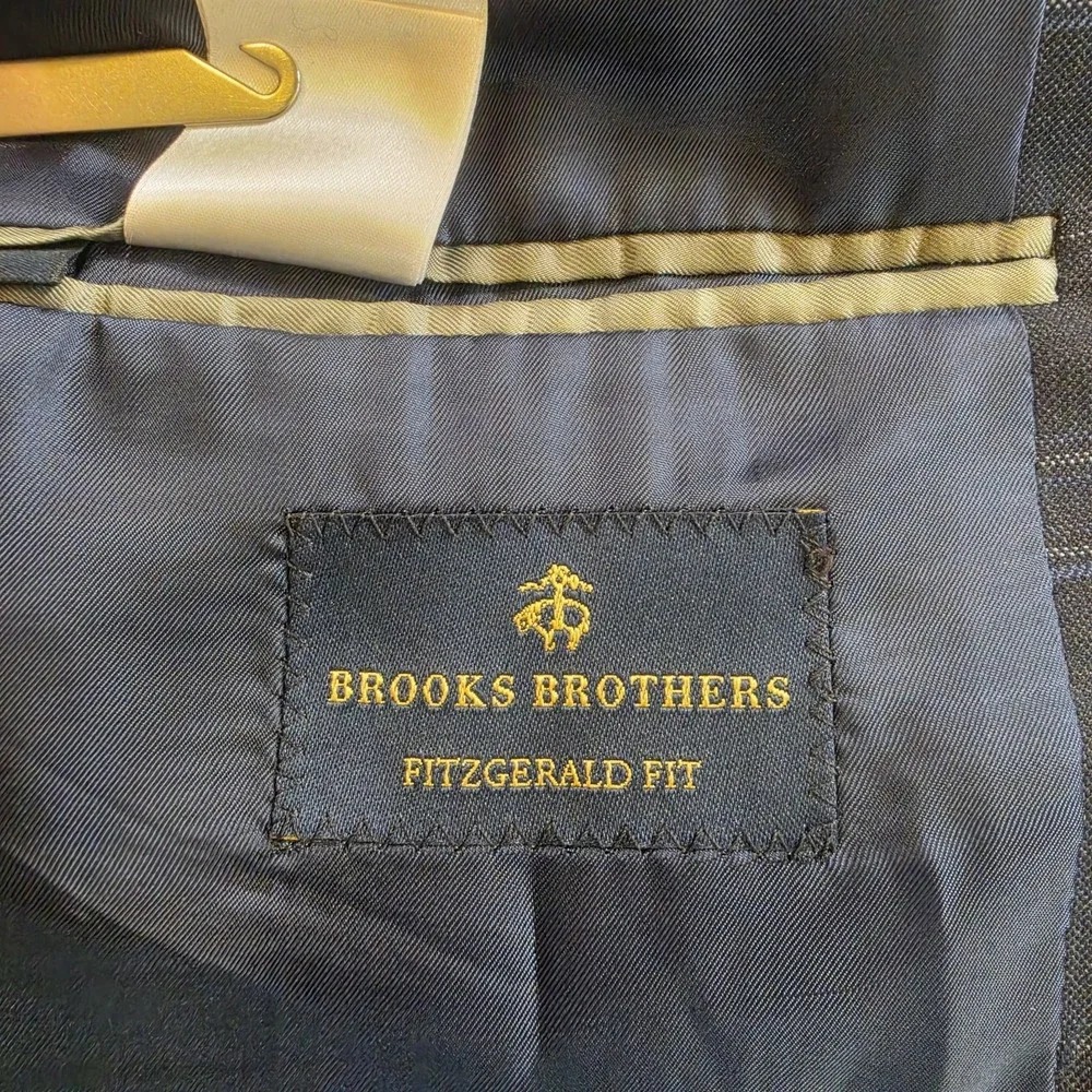 BROOKS BROTHERS Mens 44R Fitgerald Blue Plaid Windowpane Jacket Blazer Sportcoat